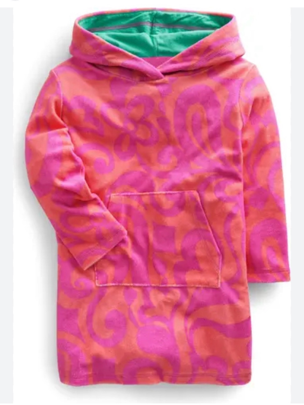 Mini boden terry Girls' Pink & Orange Hooded Pullover Dress with  Pocket 7/8